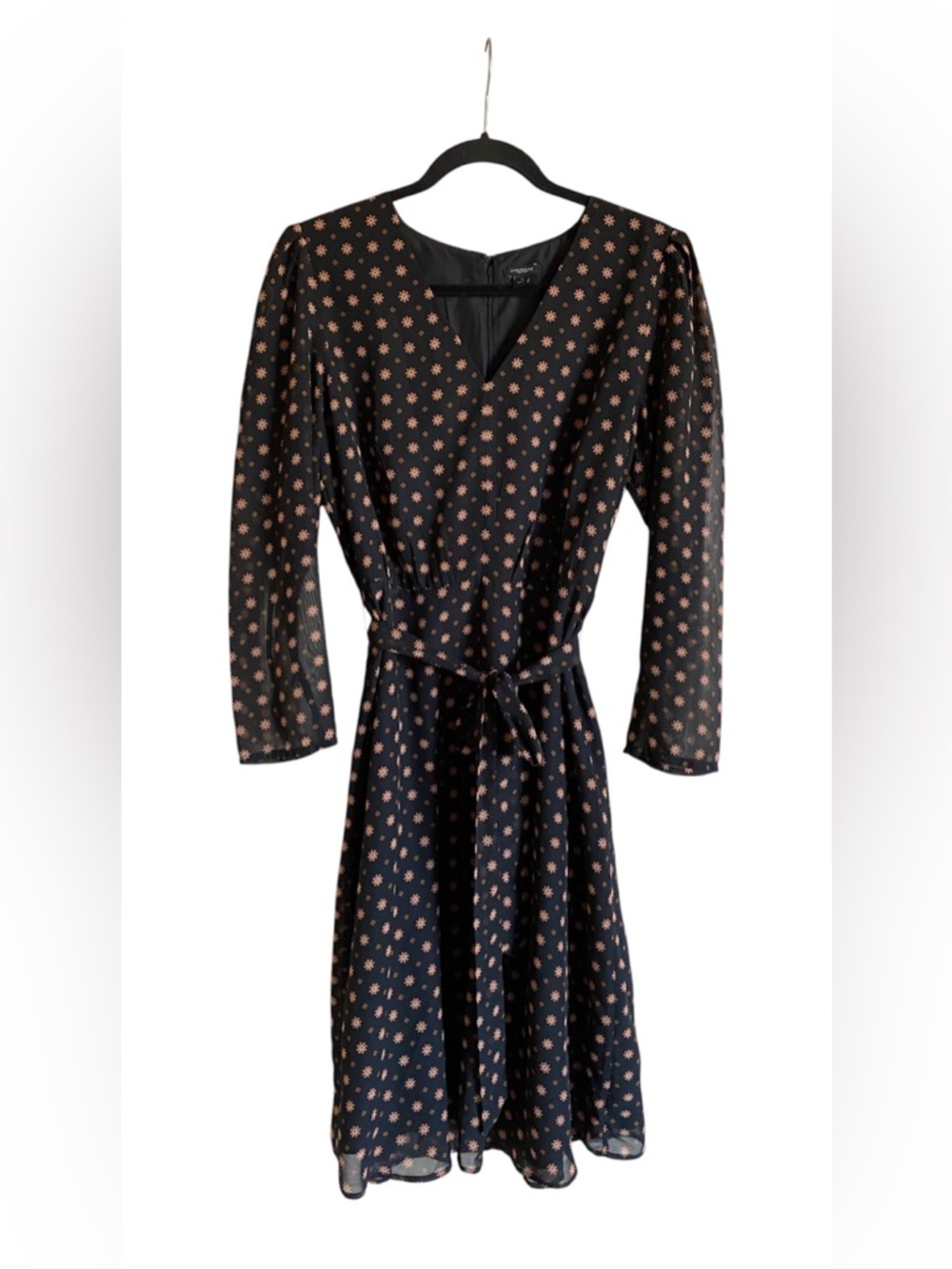 Women’s ANN TAYLOR Tie Front Sheer Sleeves Dress Size 8